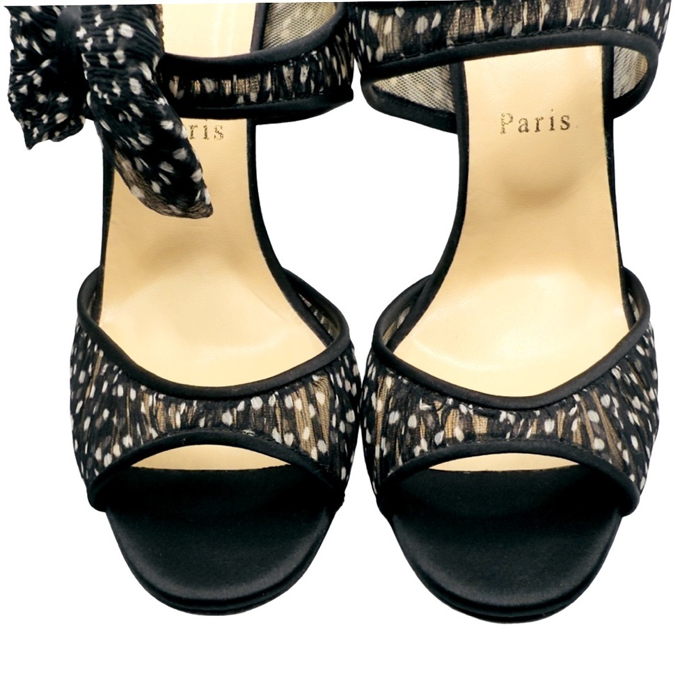 Christian Louboutin Miss Chief Mules Black/White Polkadot Crepe Satin/Chiffon 39 - Picture 7 of 12